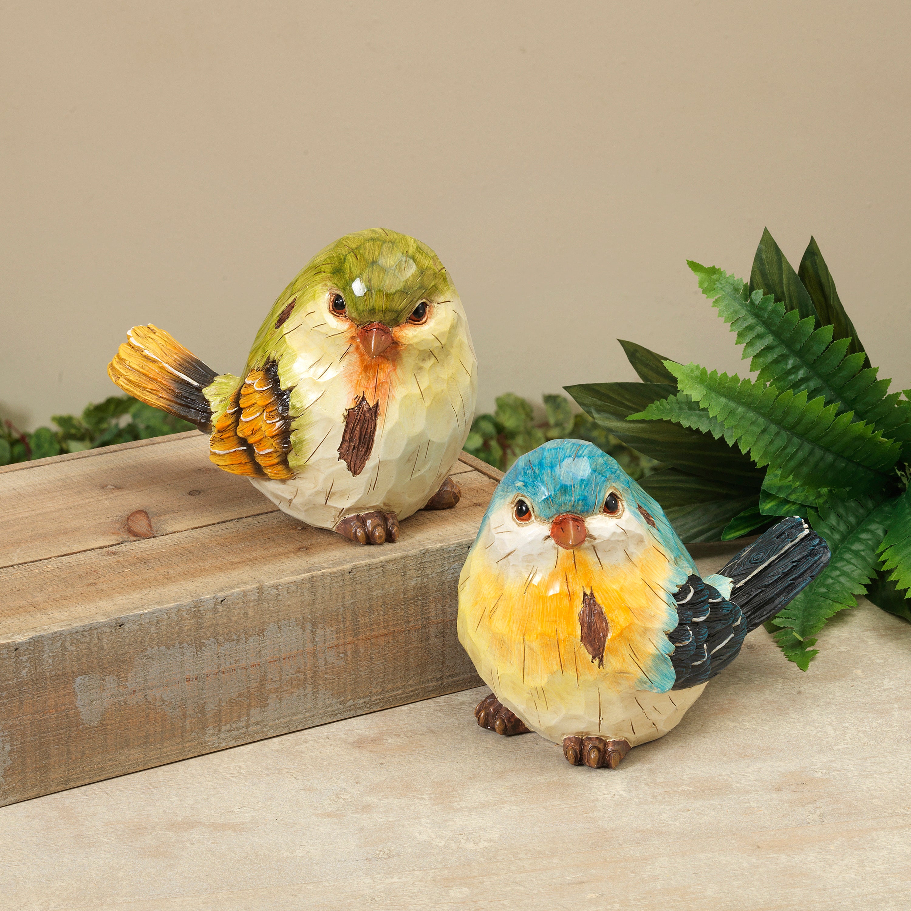 9 in. Resin Spring Bird Figurines, set of 2